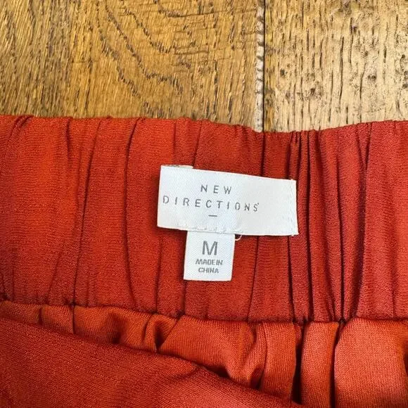 NWT New Directions Palazzo Pants Rust Orange Elastic Waist Wide Leg Womens Sz M - Picture 2 of 8
